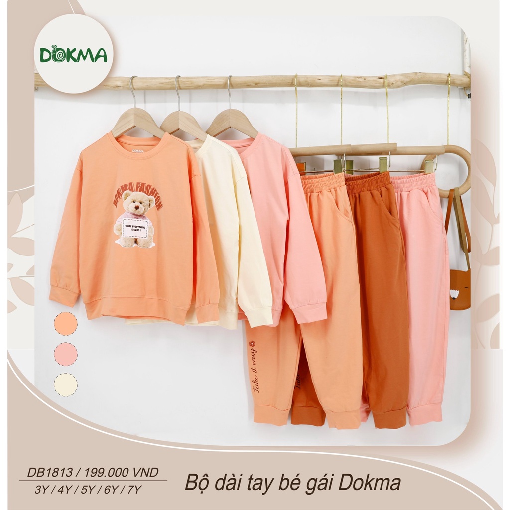 Bộ Dài Tay DOKMA Bo Gấu Kết Hợp Hình In Đáng Yêu Cho Bé Mã DB1813, DB1881