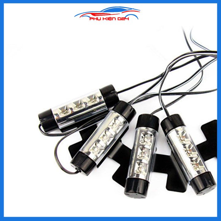 Bộ 4 bóng đèn led trang trí nội thất ô tô màu xanh dương 12V