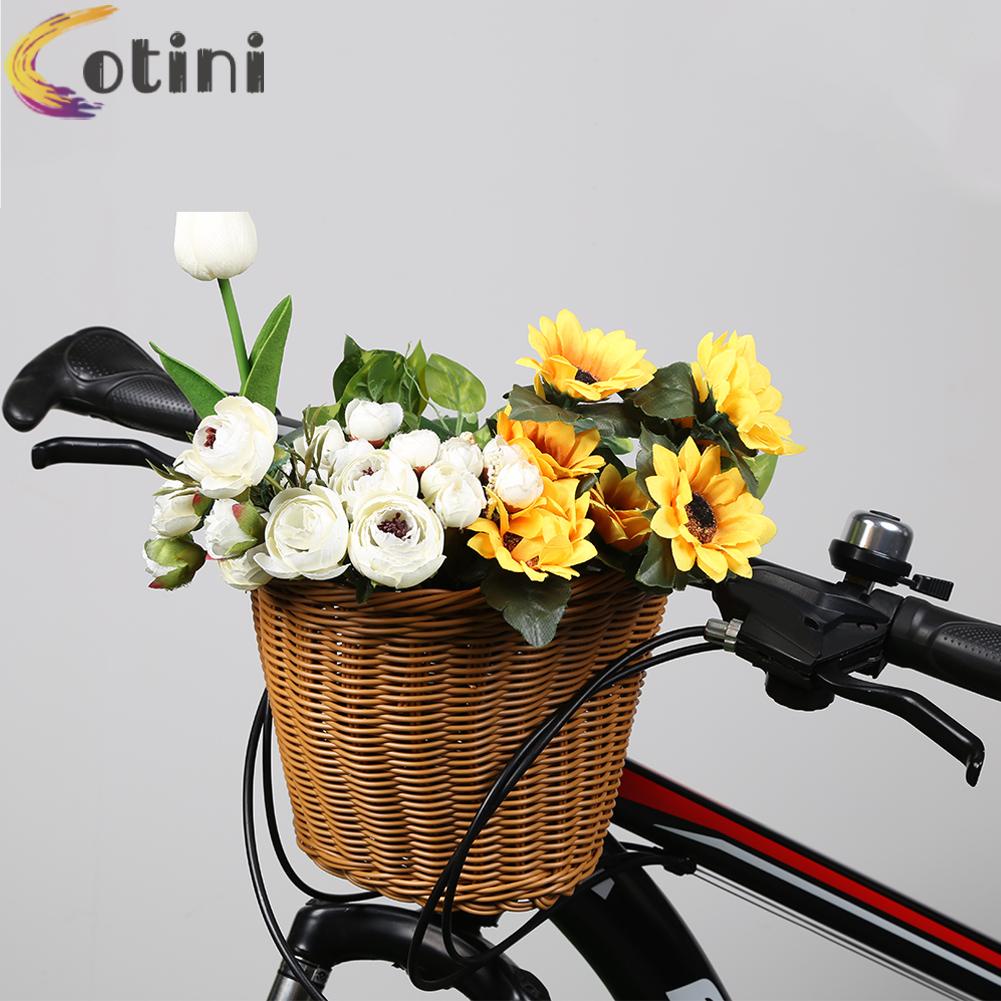 Giỏ Xe Đạp Bằng Dây Giả Da Có Chuông