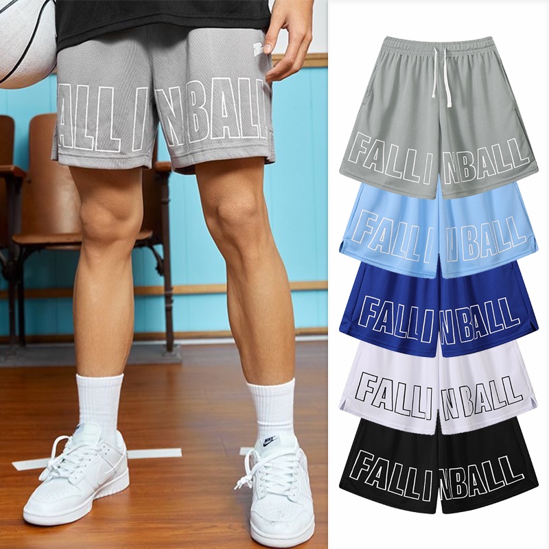 Quần Short Bóng Rổ Phối Lưới Khô Nhanh In Họa Tiết Đường Phố Mỹ Mới Năm 2023 Unisex Màu Trắng / Đen / Xanh Dương / Xám