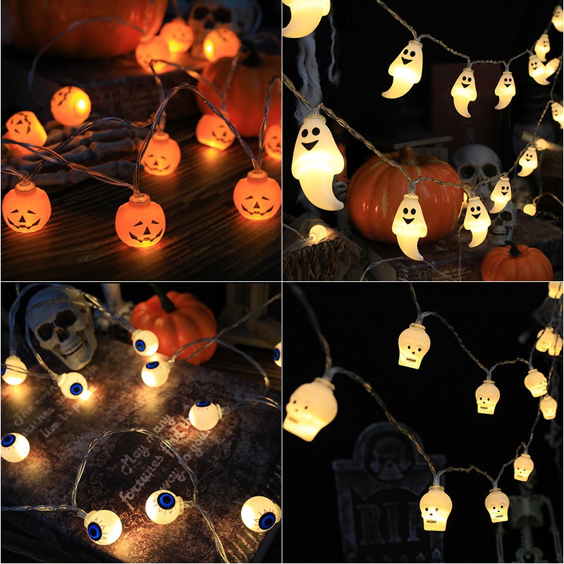 Dây Đèn Led 10 Bóng 1.5m Hình Đầu Lâu Trang Trí Halloween