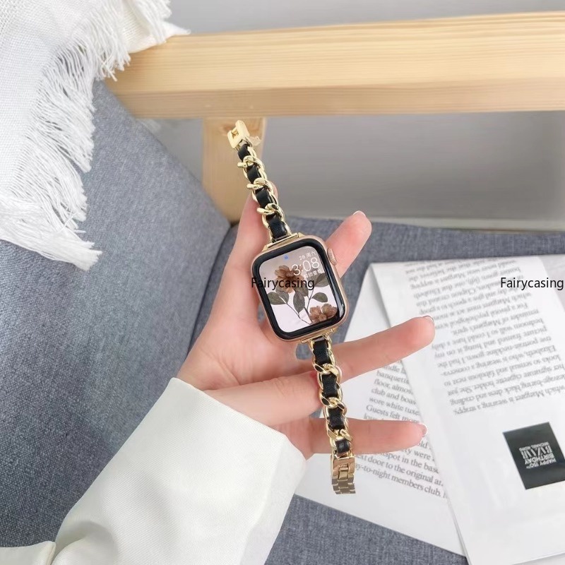 Dây Đồng Hồ Đeo Tay Thời Trang Bằng Da Mềm 49mm 45mm 44mm 42mm 41mm 38mm 40mm iWatch Series 8 7 / 6 / 5 / 4 / 3