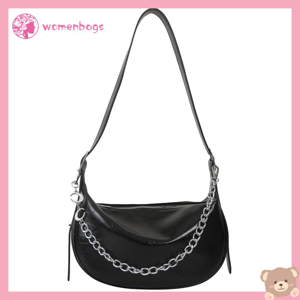 Túi Đeo Vai / Kẹp Nách Bằng Da PU Màu Trơn Có Khóa Kéo Tùy Chỉnh Thời Trang Cho Nữ