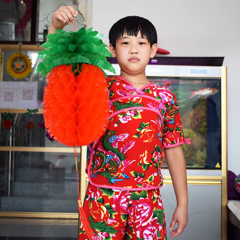 Lồng Đèn Giấy In Hình Quả Dứa Bằng Nhựa Chống Thấm Nước / Dầu Treo Trang Trí Nhà Cửa