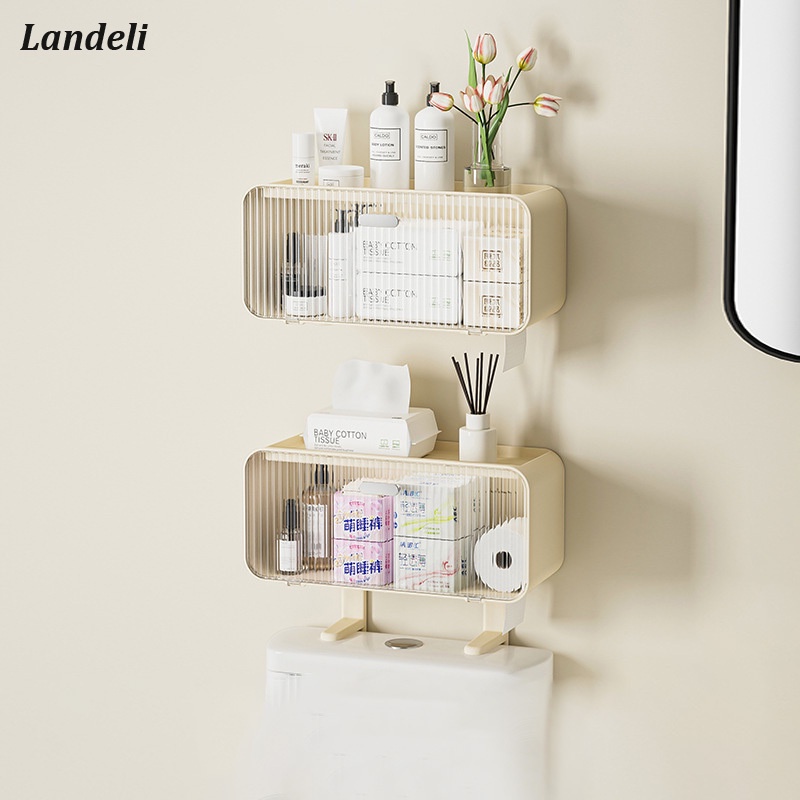 Landeli home multi-function phòng tắm kệ nhà vệ sinh không đục lỗ, treo tường hộp đựng đồ cần thiết hàng ngày dung tích lớn