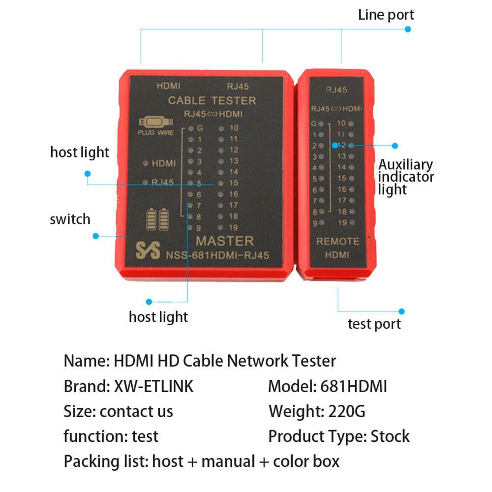 Bộ kiểm tra cáp borag, bộ kiểm tra dây hdmi chạy bằng pin nhựa, bộ kiểm tra ethernet di động rj11 / rj12 / rj45