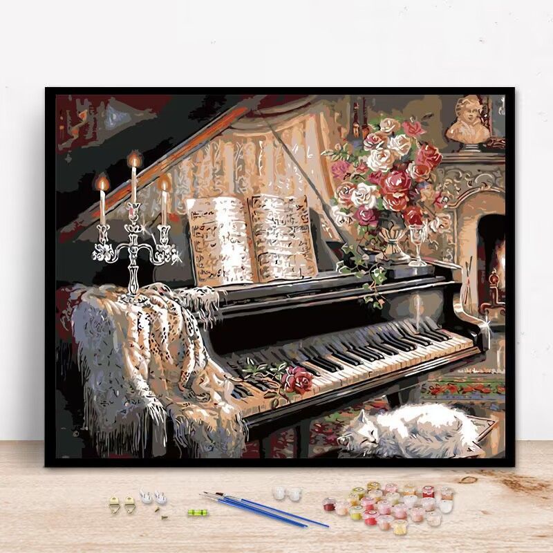 Nong Yang-30*40CM-đàn piano-tranh sơn dầu kỹ thuật số đàn piano-tranh tô màu theo số theo yêu cầu-tranh số hóa theo yêu cầu-tranh số hóa-tranh tô màu theo số-trang tô màu theo số-tranh số-sơn acrylic-tranh sơn dầu số hoá