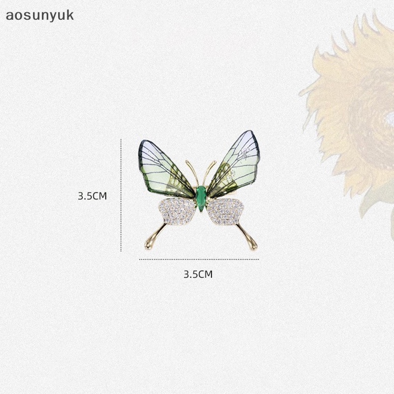 Aosunyuk fashion gradient crystal butterfly brooch alloy brooch for women trang sức phụ kiện quà tặng en