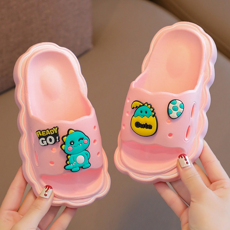 Dép trẻ em mùa hè phim hoạt hình mới trong nhà đế mềm non-slip flip-flops dép khủng long bé trai dép