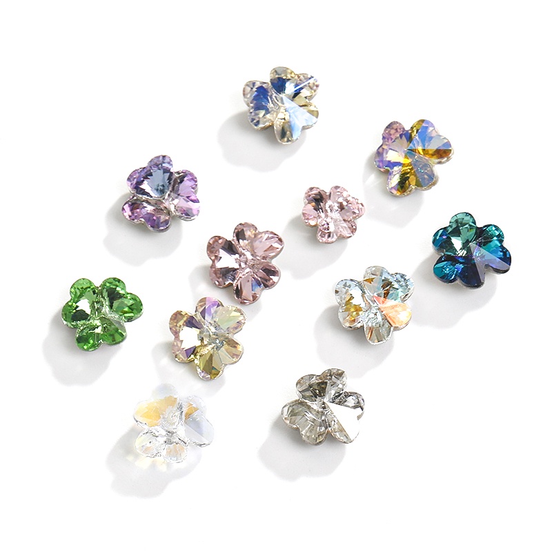 Hot Bán Cỏ Ba Lá Trái Tim Pha Lê Sáng Bóng K9 Kính Móng Tay Nghệ Thuật Kim Cương Giả cho DIY Handmade