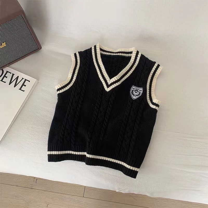 Áo Ghi Lê Dệt Kim Phong Cách Preppy Hàn Quốc Thời Trang Xuân Thu Cho Bé