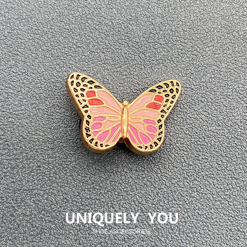 Jibbitz crocs charm Móc Khóa Kim Loại Hình Bướm Thời Trang Chất Lượng Cao DIY charm crocs kim loại