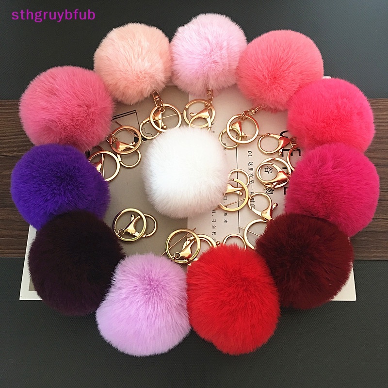 Sthb 8 cm chìa khóa dễ thương mềm mại lông thú móc khóa fluffy key chains trinkets pom pom keyring women bag mặt dây chuyền trang sức chuỗi chìa khóa ch vn