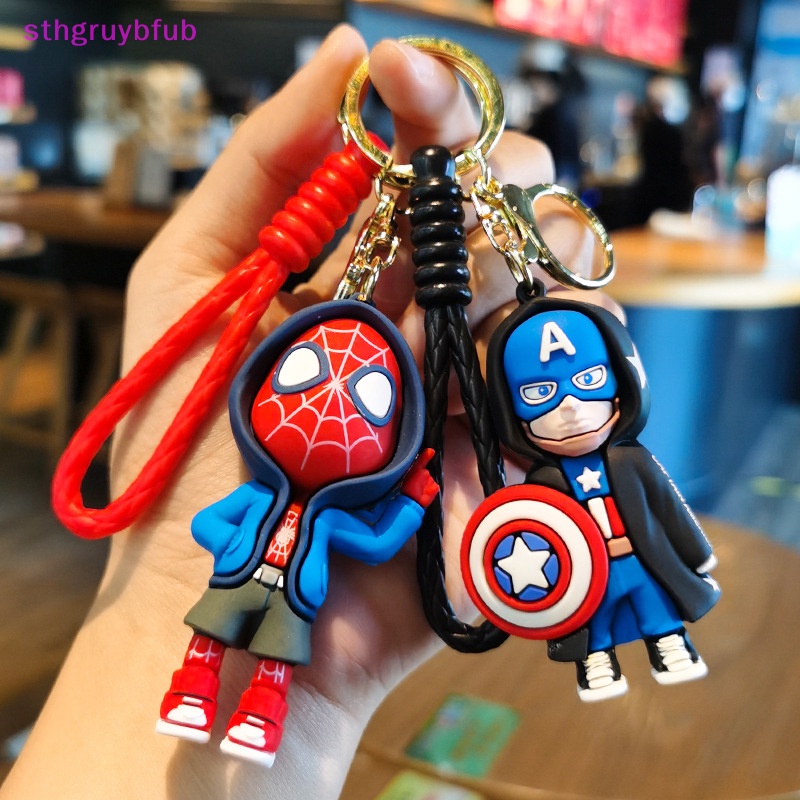Sthb marvel spider man mặt dây chuyền búp bê dễ thương hình hành động avengers iron man captain america keychain bag keyring mặt dây chuyền quà tặng sinh nhật vn