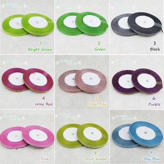 6mm (25 yards / Lô) Ruy Băng Polyester Màu Quà Giáng Sinh Bao Bì Vải Vuông Chất Lượng Cao