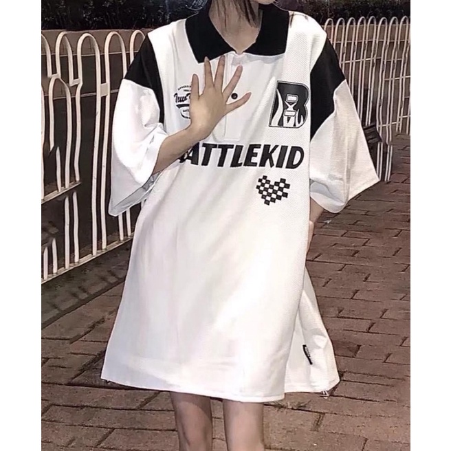 Áo thun Polo BATTLEKID form rộng unisex nam nữ - áo polo oversize có cổ local brand