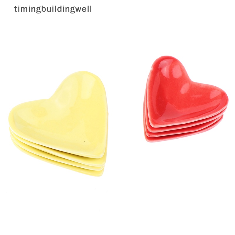 Twvn 4 cái / bộ doll house mini kitchen cutlery ceramic heart-shaped plate tableware set qdd