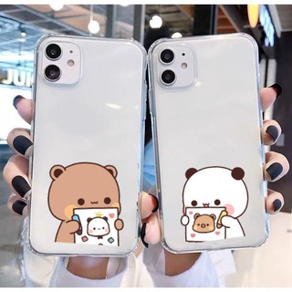 Cặp đôi vỏ cho iphone 14 13 12 11 pro max bear couple case vỏ đựng điện thoại gấu dễ thương vỏ trong suốt ip11 ip12 ip13 ip14 xr xs max 7 8 plus hoạt hình bảo vệ máy ảnh chống sốc mềm