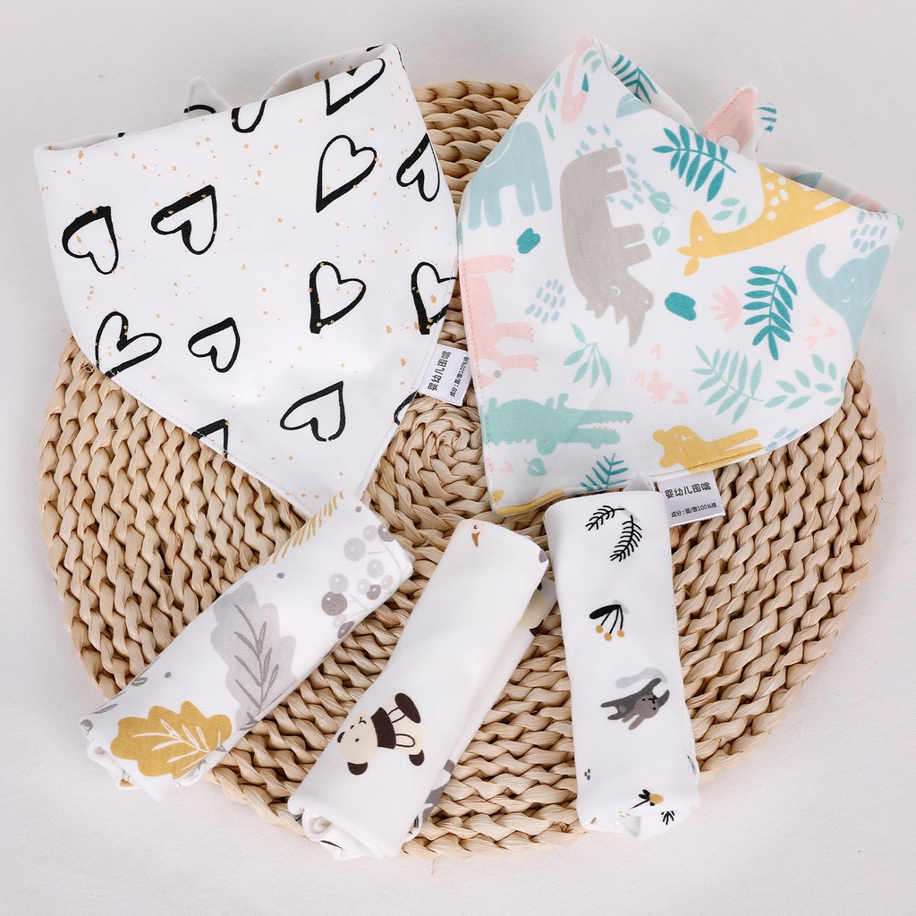 100% cotton hữu cơ yếm trẻ em tam giác ợ vải hoạt hình khăn nước bọt cho bé bú yếm mềm mại bé trai bé gái khăn thấm nước bọt