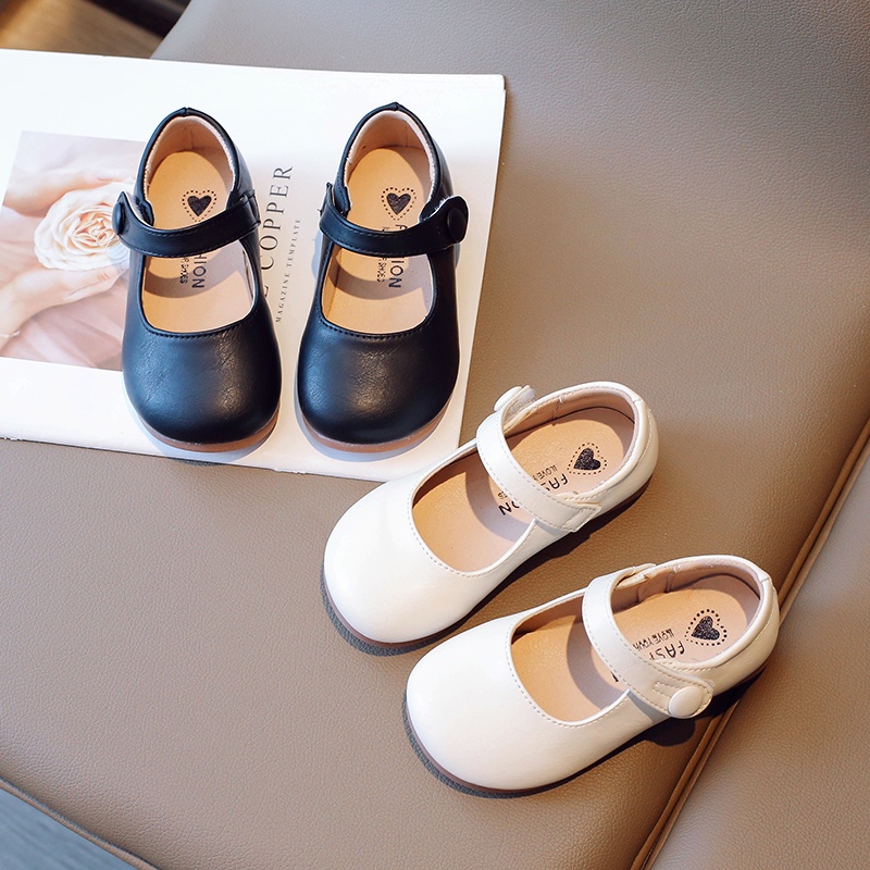 Giày đi học màu đen đơn giản cho bé gái đáng yêu mary jane soft sole anti-slippery thoải mái cho trẻ em giày bệt 2-16 tuổi
