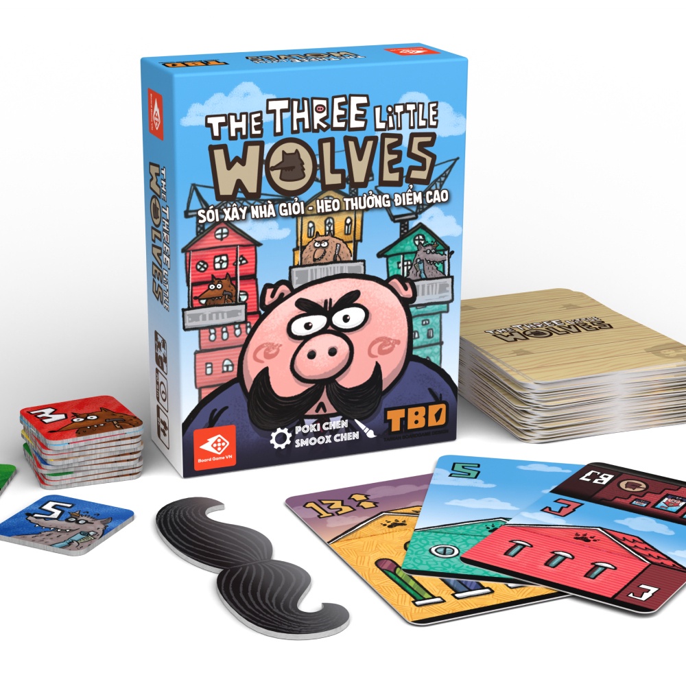 Boardgame Three Little Wolves - Sói Xây Nhà Giỏi Heo Thưởng Điểm Cao