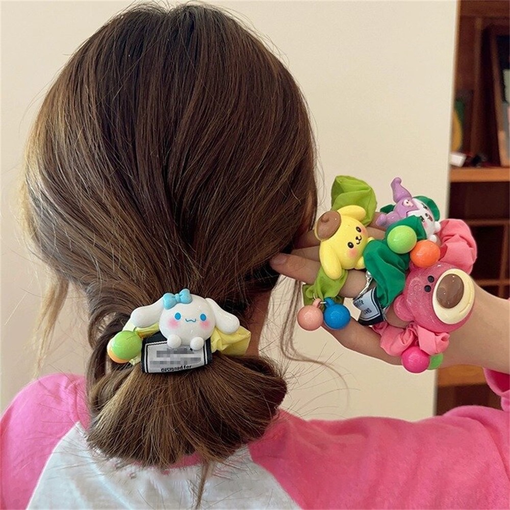 Phim hoạt hình spongebob dây buộc tóc scrunchies cô gái dễ thương bánh căng cao ngôi sao lớn kẹo màu phụ kiện buộc tóc