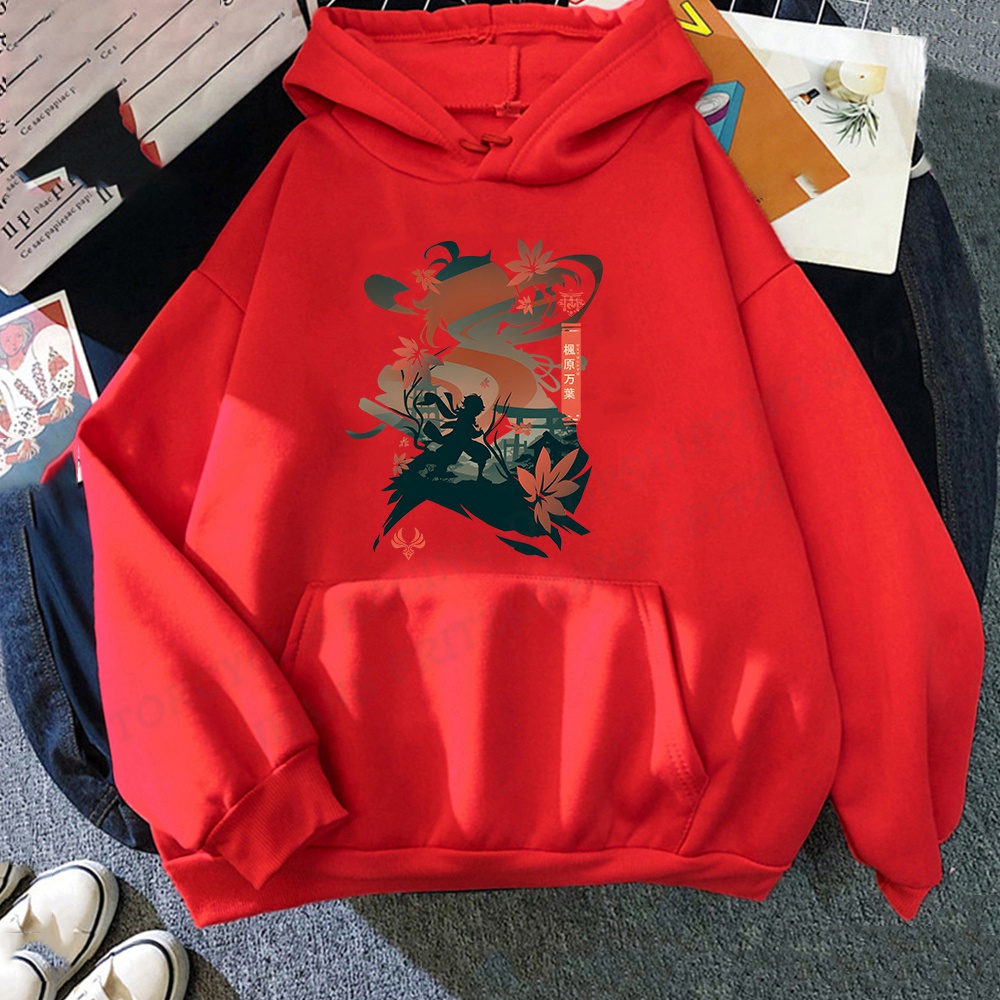 Hoodies hot game genshin impact kaedehara kazuha in áo nỉ nam nữ thời trang áo khoác trung tính áo khoác hoodie quá khổ