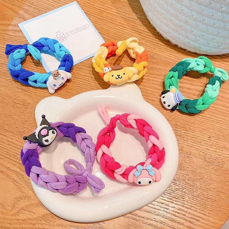 Sanrio Dây Buộc Tóc Đuôi Ngựa Bằng Nhựa resin Co Giãn Phong Cách Hoạt Hình kuromi Dễ Thương diy Cho Bé Gái y2k