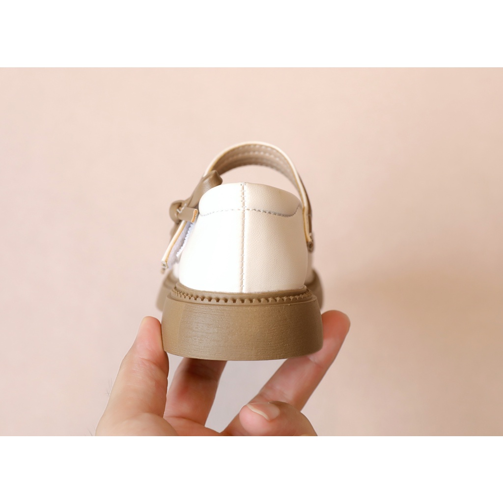 Simple bowknot leather flat shoes for baby girls elegant ruffle thoải mái soft sole anti-slippery kids shoes 2-16 tuổi