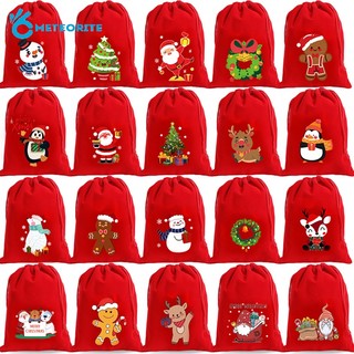 Túi dây rút đựng quà giáng sinh / năm mới họa tiết ông già noel / ông già noel / ông già noel bằng nhung