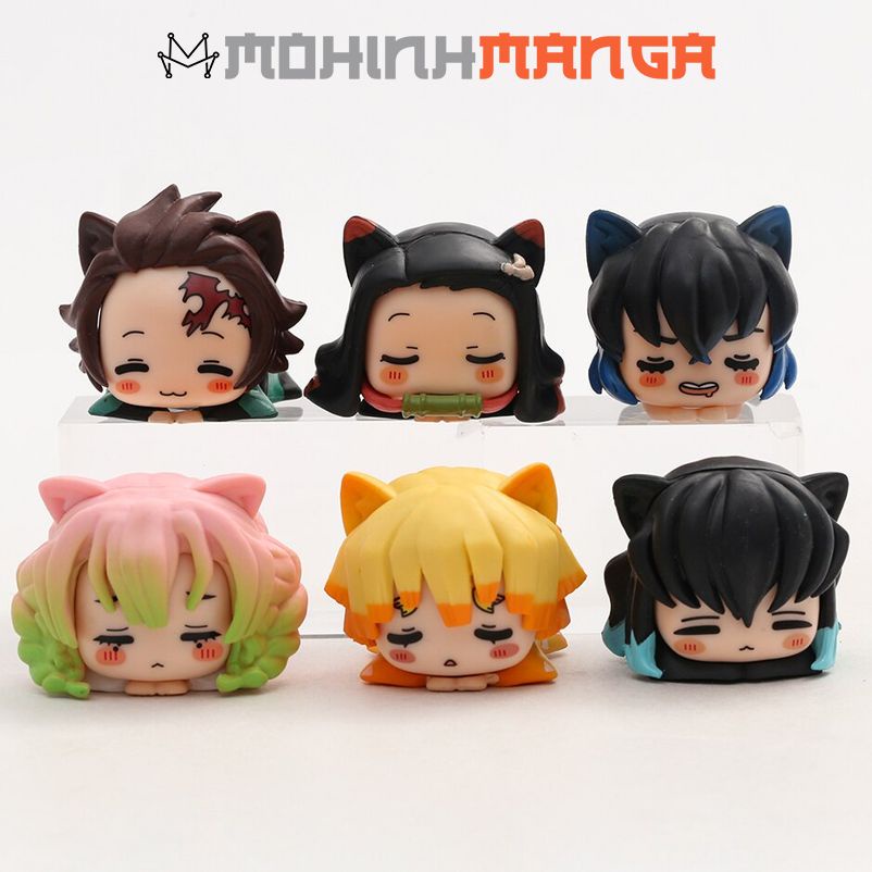 Mô hình 6 nhân vật Kimetsu No Yaiba cosplay mèo Thanh Gươm Diệt Quỷ Demon Slayer Zenitsu Inosuke Muichiro Mitsuri
