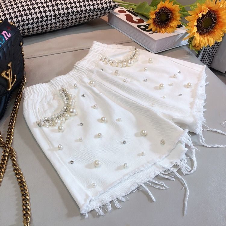 Quần short sờn phong cách hồng kông dành cho phụ nữ mùa hè quần short denim màu rắn mới