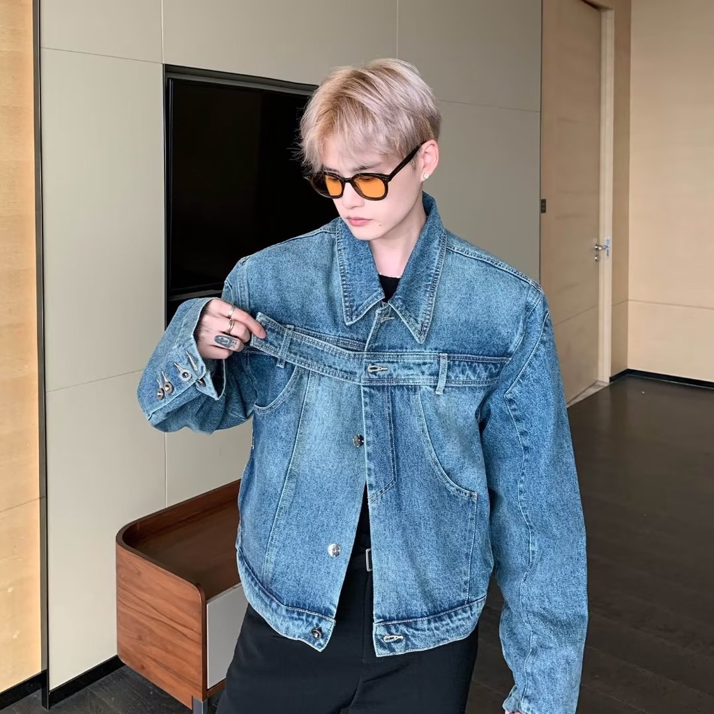 áo khoác denim phong cách hàn quốc thời trang cho nam màu bò xanh cào 2023 new fashion áo khoác tay dài dáng rộng màu sắc đơn giản thoải mái sành điệu cá tính độc lạ unisex