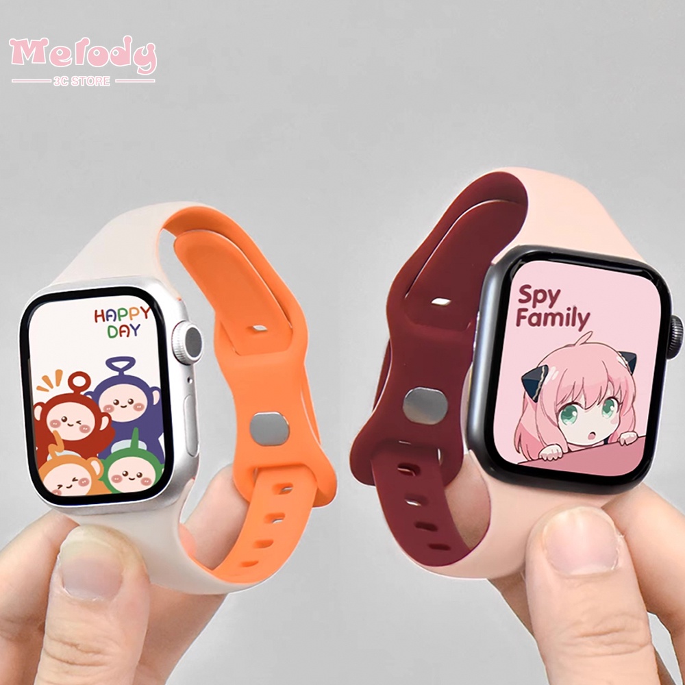 Dây đeo silicon thắt lưng nhỏ dễ thương thích hợp cho dòng smartwatch 8/7/6/4/5 / se / 3/2 thiết kế khóa bướm thích hợp cho iwatch 45/44/42/41/40/38/49mm