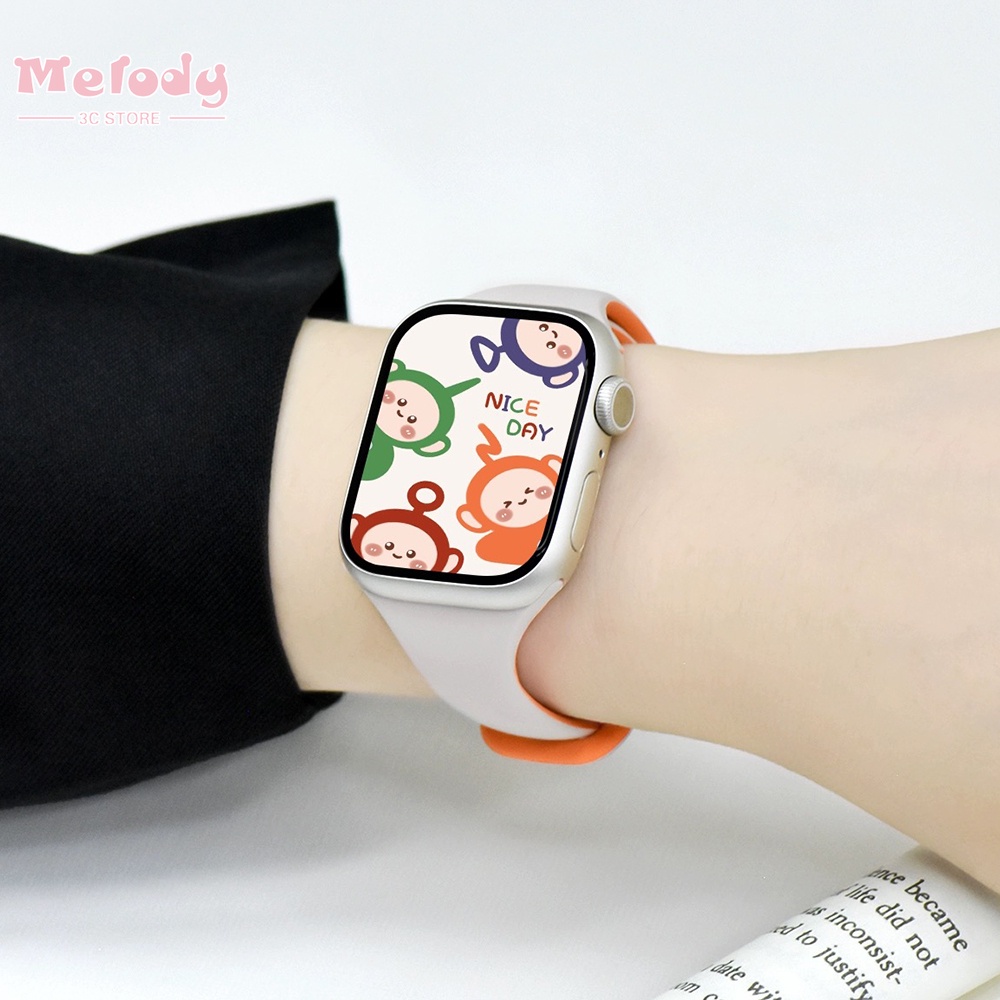 Dây đeo silicon thắt lưng nhỏ dễ thương thích hợp cho dòng smartwatch 8/7/6/4/5 / se / 3/2 thiết kế khóa bướm thích hợp cho iwatch 45/44/42/41/40/38/49mm