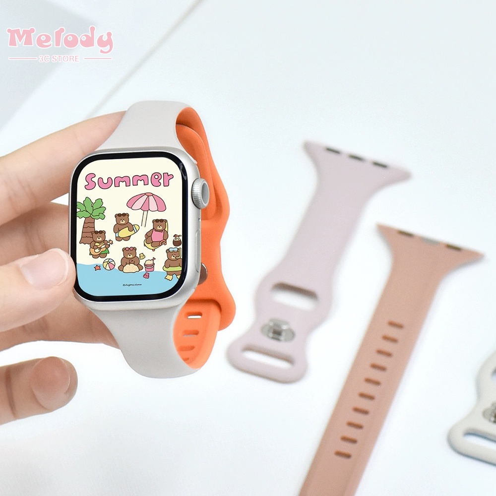 Dây đeo silicon thắt lưng nhỏ dễ thương thích hợp cho dòng smartwatch 8/7/6/4/5 / se / 3/2 thiết kế khóa bướm thích hợp cho iwatch 45/44/42/41/40/38/49mm