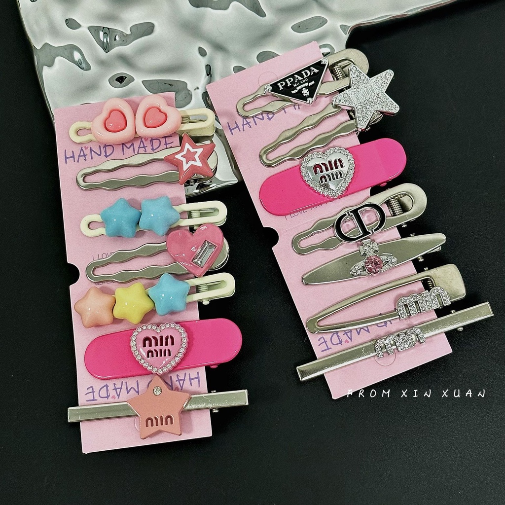 Kẹp tóc mái bên MISS FANCY hình trái tim phong cách mới ngọt ngào có màu cho nữ