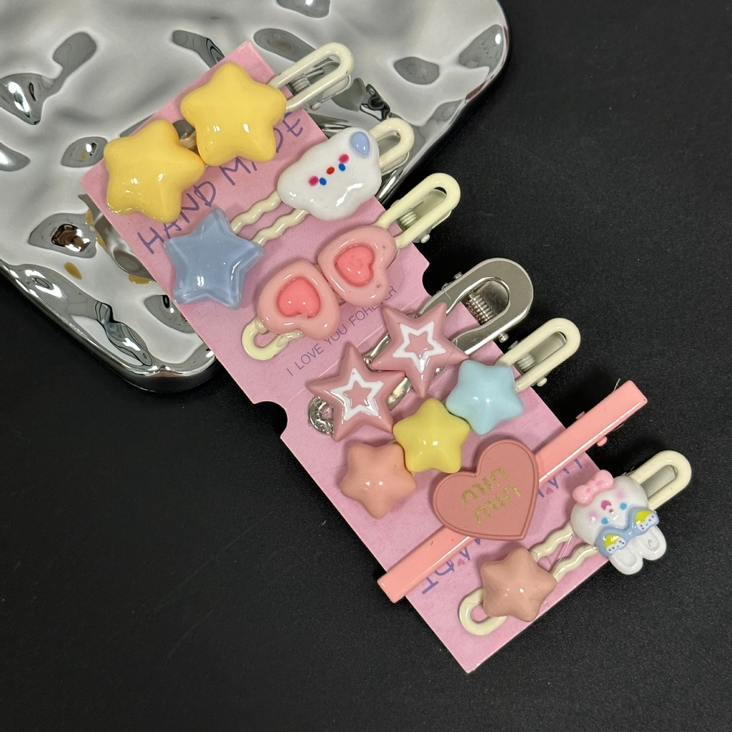 Kẹp tóc mái bên MISS FANCY hình trái tim phong cách mới ngọt ngào có màu cho nữ