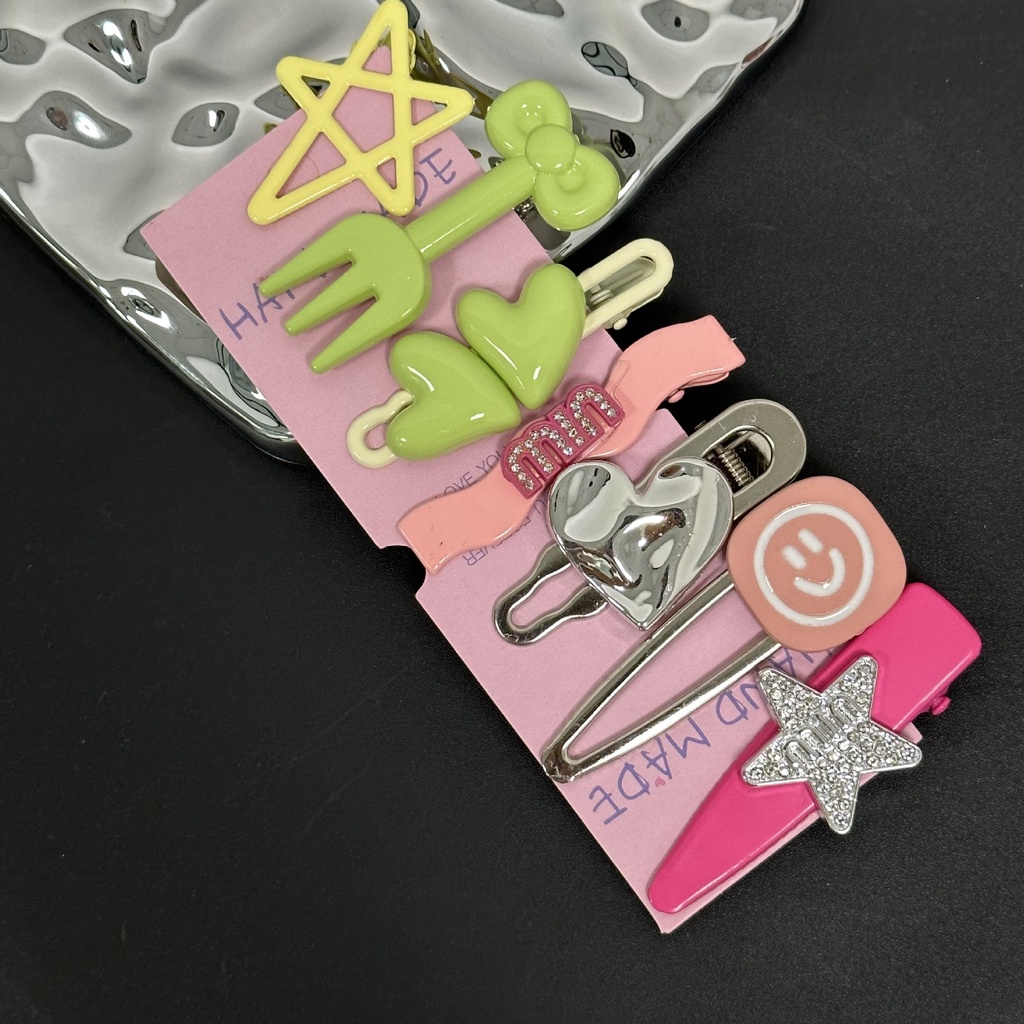 Kẹp tóc mái bên MISS FANCY hình trái tim phong cách mới ngọt ngào có màu cho nữ