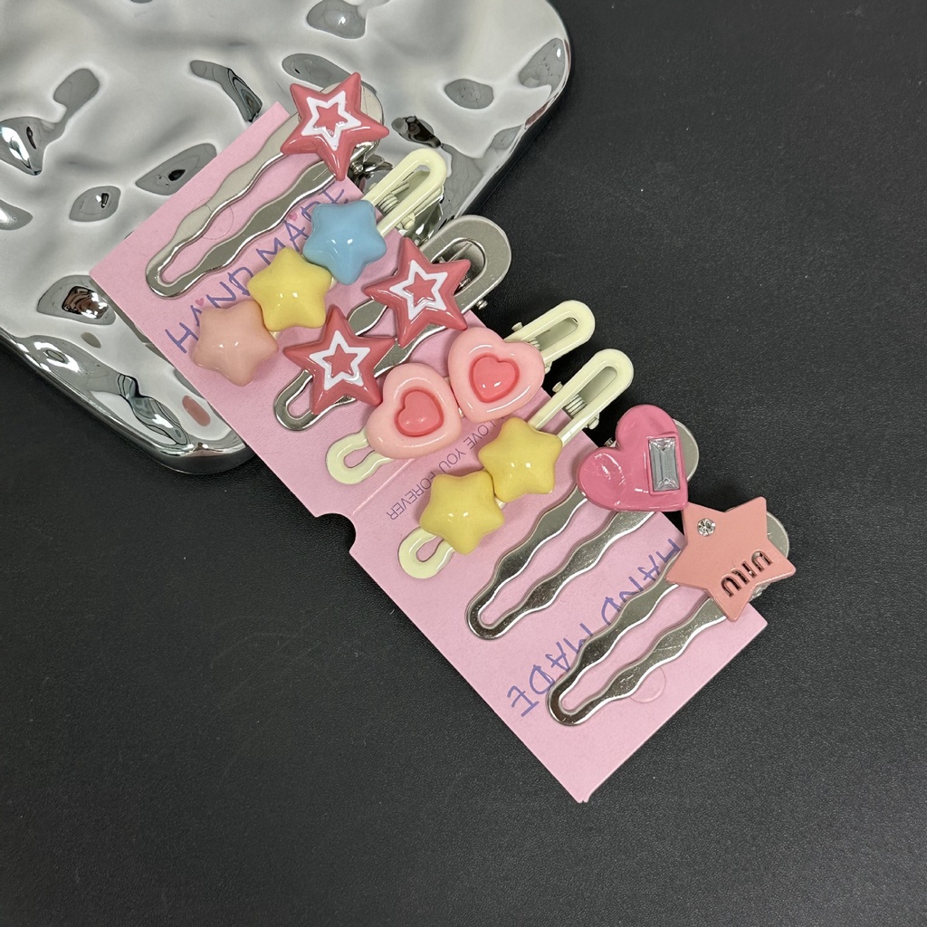 Kẹp tóc mái bên MISS FANCY hình trái tim phong cách mới ngọt ngào có màu cho nữ