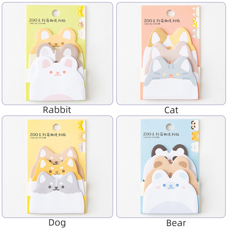 Set 45 Tờ Giấy Ghi Chú Họa Tiết Thú Cưng Hoạt Hình Dễ Thương