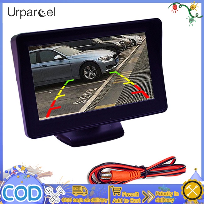 Urparcel 4.3-inch hd car monitor màn hình tft 2-way tín hiệu đầu vào đỗ xe camera quan sát phía sau màn hình đảo chiều đa năng