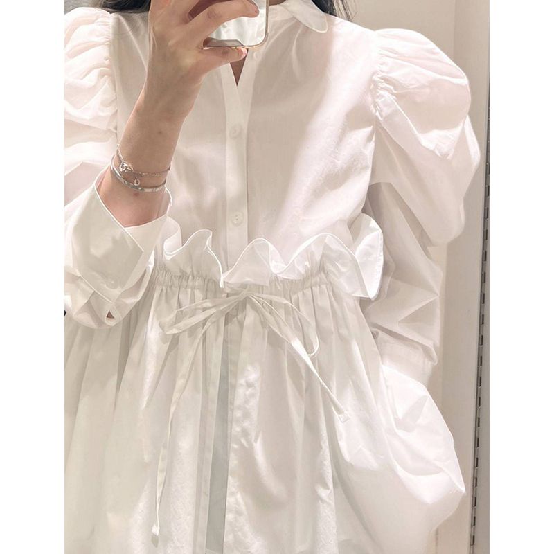 Áo Kiểu Tay Phồng Thiết Kế Dây Rút Thời Trang Mùa Xuân Mới Cho Nữ