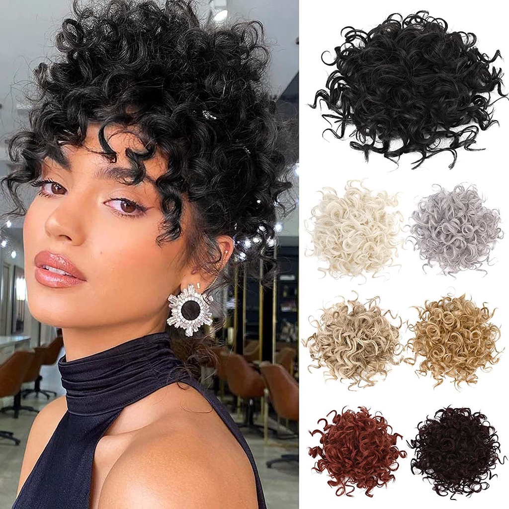 Dây rút kinky xoăn búi tóc tổng hợp búi tóc cho phụ nữ phần mở rộng tóc kẹp đuôi xoăn