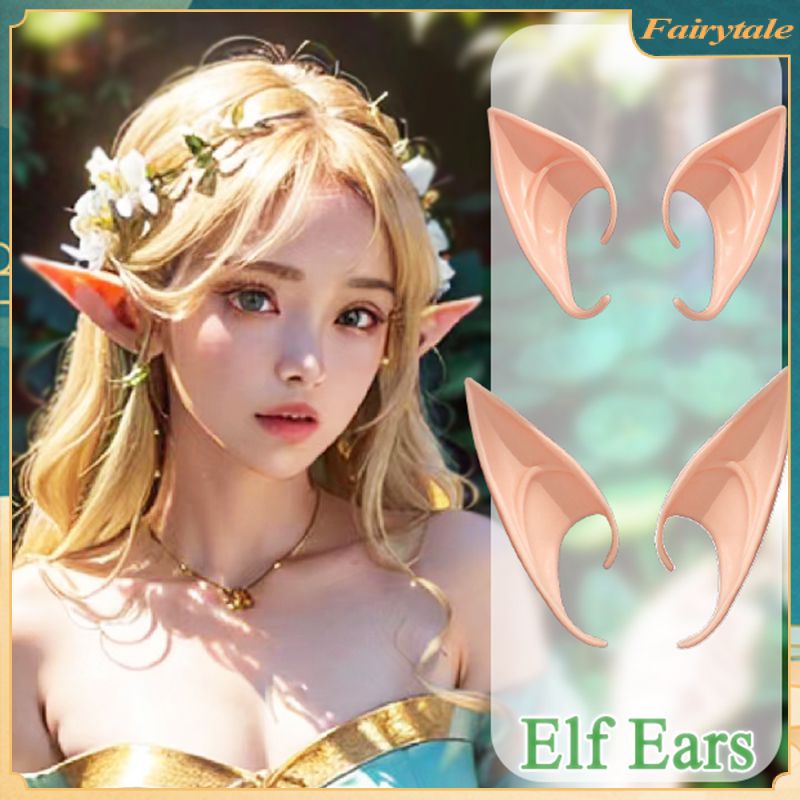 ☢ 1 cặp Halloween Cao Su Tai Yêu Tinh Mềm Mại Tai Nhọn Yêu Tinh Mô Phỏng Mềm Vô Hại Tai Giả Đạo Cụ Diễn Sân Khấu Đảng Cosplay Phụ Kiện