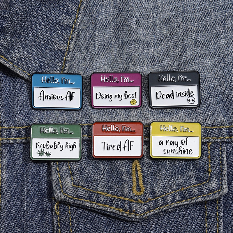 Ghim cài áo QIHE JEWELRY bằng kim loại tráng men họa tiết 35 kiểu xin chào dùng làm quà tặng bán hàng