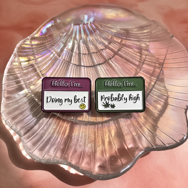 Ghim cài áo QIHE JEWELRY bằng kim loại tráng men họa tiết 35 kiểu xin chào dùng làm quà tặng bán hàng