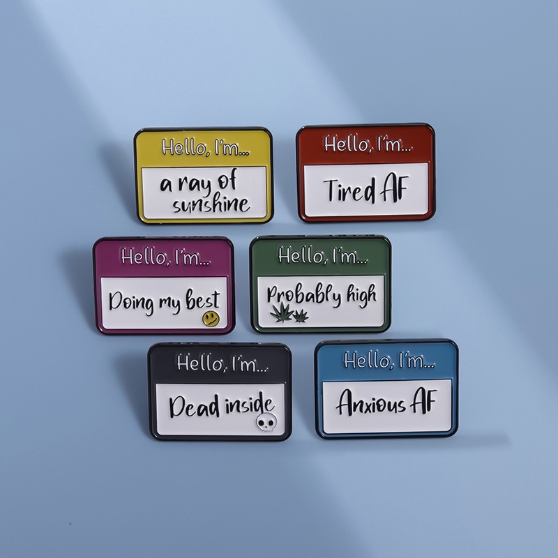 Ghim cài áo QIHE JEWELRY bằng kim loại tráng men họa tiết 35 kiểu xin chào dùng làm quà tặng bán hàng