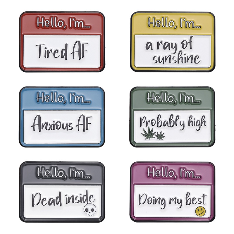 Ghim cài áo QIHE JEWELRY bằng kim loại tráng men họa tiết 35 kiểu xin chào dùng làm quà tặng bán hàng