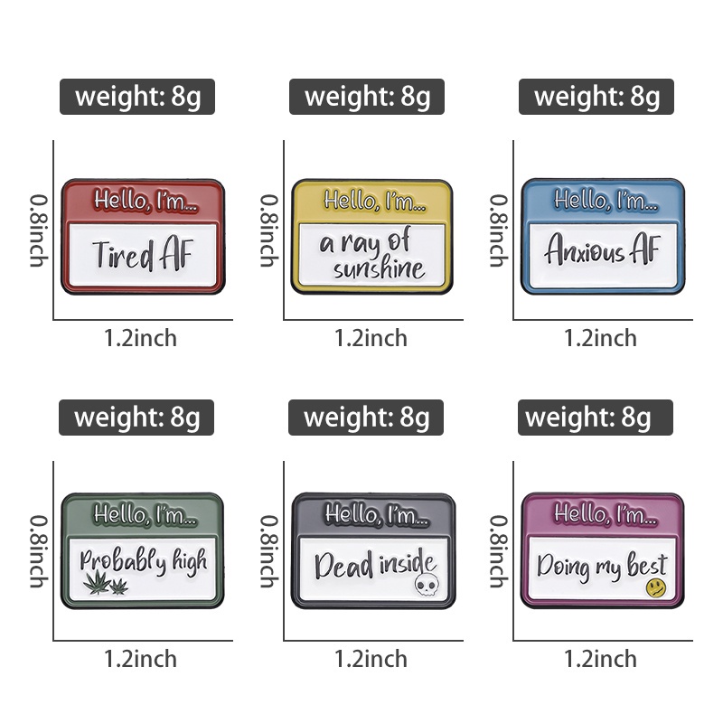 Ghim cài áo QIHE JEWELRY bằng kim loại tráng men họa tiết 35 kiểu xin chào dùng làm quà tặng bán hàng